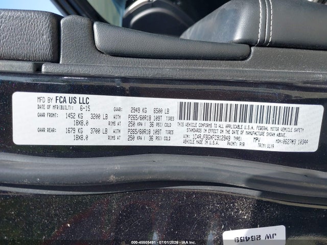 Продажа на аукционе авто 2015 Jeep Grand Cherokee Limited, vin: 1C4RJFBGXFC912949, номер лота: 45505491