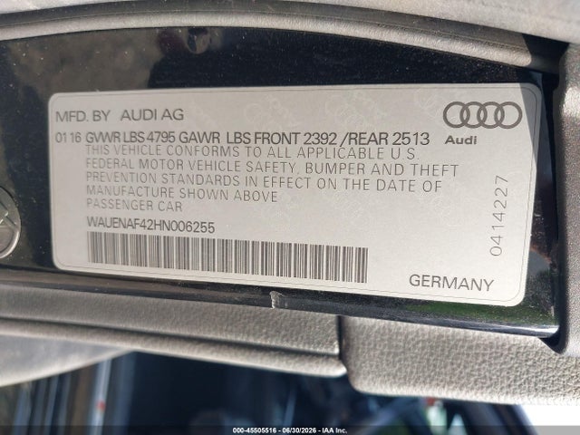 Продаж на аукціоні авто 2017 Audi A4 Premium Plus, vin: WAUENAF42HN006255, номер лоту: 45505516