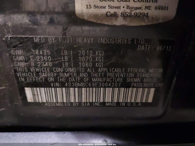 Auction sale of the 2014 Subaru Legacy 2.5i Premium, vin: 4S3BMBC69E3004207, lot number: 45505536