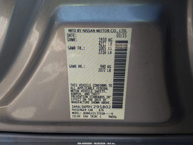 1N4AL3AP9FC295802 Nissan Altima 2.5 S
