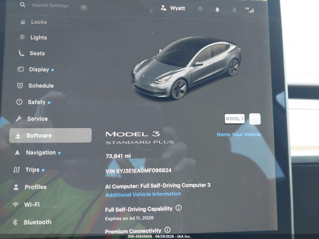 5YJ3E1EA0MF096824 Tesla Model 3 Standard Range Plus Rear-wheel Drive