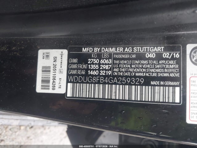 Продажа на аукционе авто 2016 Mercedes-benz S 550 4matic, vin: WDDUG8FB4GA259329, номер лота: 45505701