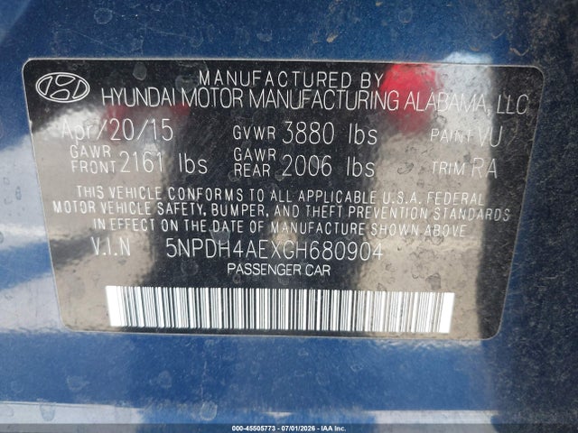 Hyundai ELANTRA SE 2016 5NPDH4AEXGH680904 Image 9