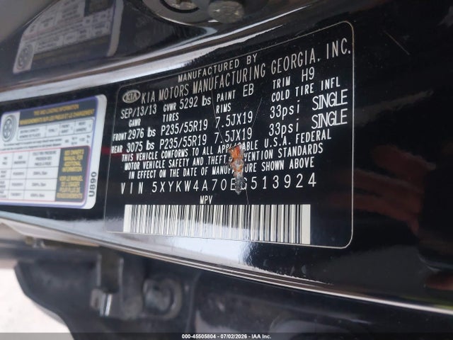 KIA SORENTO SX 2014 5XYKW4A70EG513924 Image 9