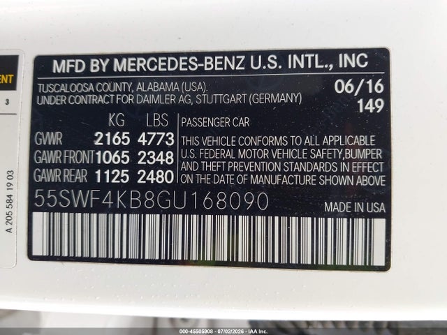 55SWF4KB8GU168090 Mercedes-Benz C 300 4matic