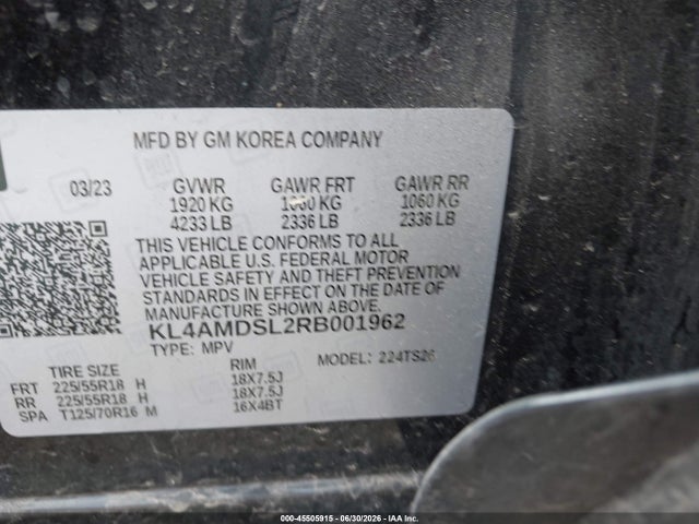 45505915 :رقم المزاد ، KL4AMDSL2RB001962 vin ، 2024 Buick Encore Gx Sport Touring Fwd مزاد بيع