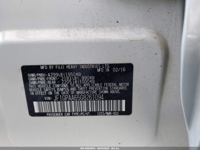 Subaru Impreza 2.0i 2016 JF1GPAA65G8261094 Image 9