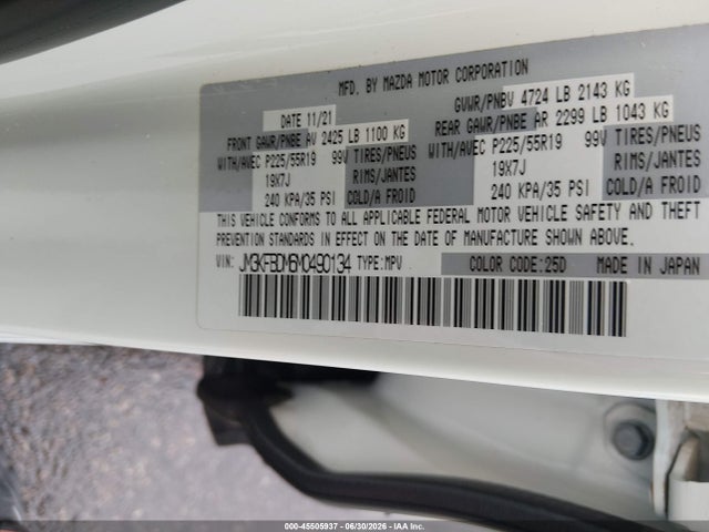Aukcja sprzedaży 2021 Mazda Cx-5 Grand Touring, vin: JM3KFBDM6M0490134, numer aukcji: 45505937