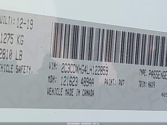 Продаж на аукціоні авто 2020 Dodge Charger Gt Rwd, vin: 2C3CDXHG4LH122859, номер лоту: 45505969