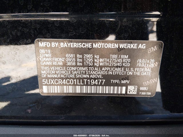 5UXCR4C01LLT19477 BMW X5 Sdrive40i