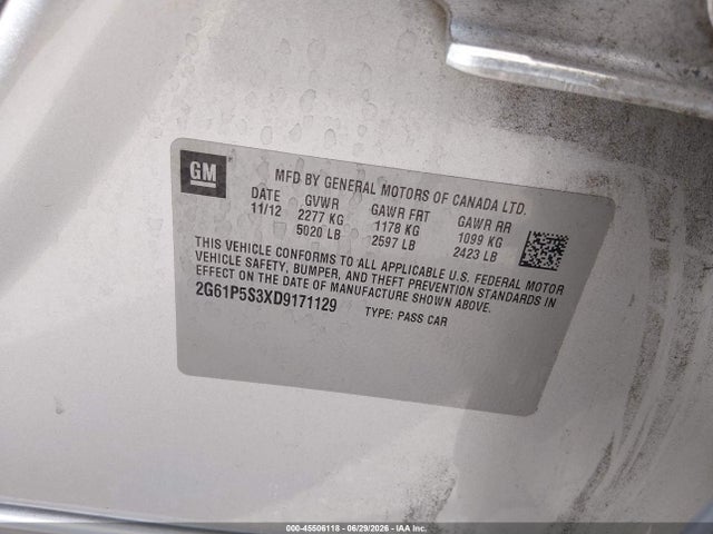 Продаж на аукціоні авто 2013 Cadillac Xts Luxury, vin: 2G61P5S3XD9171129, номер лоту: 45506118