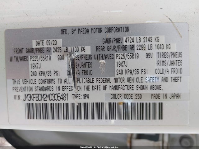 Aukcja sprzedaży 2021 Mazda Cx-5 Grand Touring, vin: JM3KFBDM2M0305481, numer aukcji: 45506119