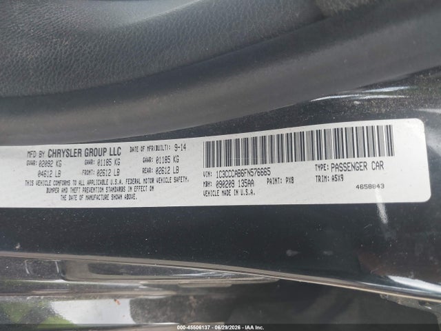 Продажа на аукционе авто 2015 Chrysler 200 Limited, vin: 1C3CCCAB6FN576665, номер лота: 45506137