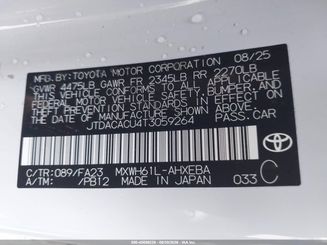 JTDACACU4T3059264 Toyota Prius Plug-in Hybrid Se