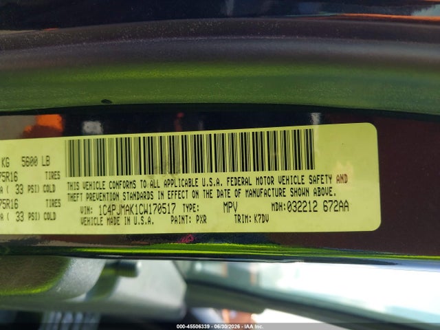 Продаж на аукціоні авто 2012 Jeep Liberty Sport, vin: 1C4PJMAK1CW170517, номер лоту: 45506339