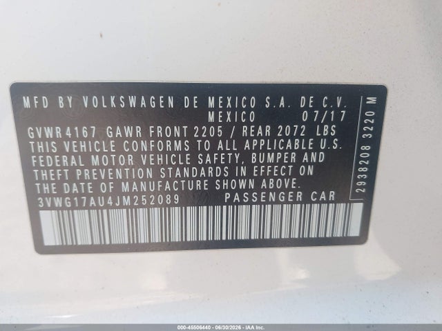 3VWG17AU4JM252089 Volkswagen Golf Tsi S/tsi Se
