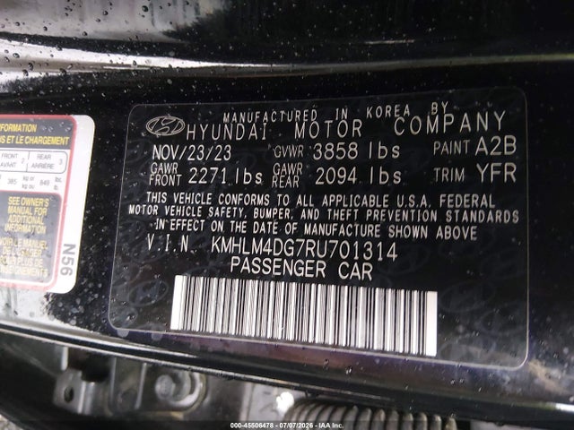 Aukcja sprzedaży 2024 Hyundai Elantra Sel, vin: KMHLM4DG7RU701314, numer aukcji: 45506478