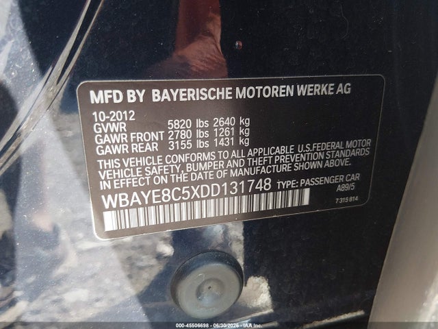 Продаж на аукціоні авто 2013 Bmw 750li, vin: WBAYE8C5XDD131748, номер лоту: 45506698