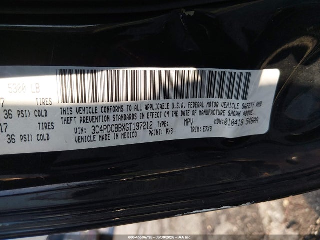 Aukcja sprzedaży 2016 Dodge Journey Sxt, vin: 3C4PDCBBXGT197212, numer aukcji: 45506715