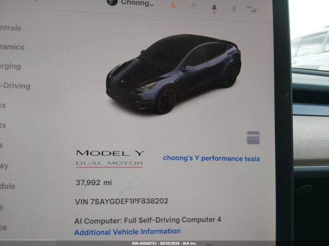 45506751 :رقم المزاد ، 7SAYGDEF1PF838202 vin ، 2023 Tesla Model Y Performance Dual Motor All-wheel Drive مزاد بيع