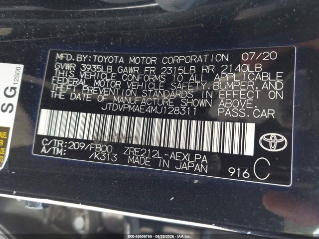 Toyota COROLLA LE 2021 JTDVPMAE4MJ128311 Image 9