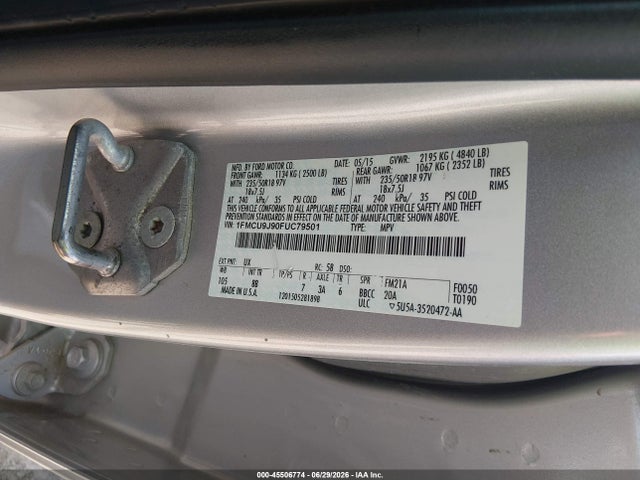1FMCU9J90FUC79501 Ford Escape Titanium
