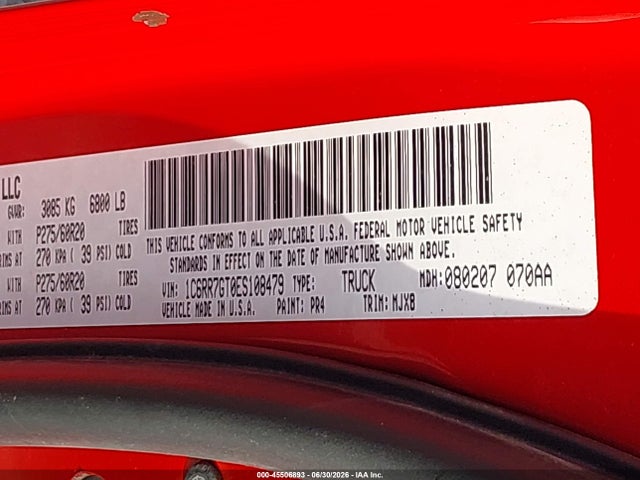Aukcja sprzedaży 2014 Ram 1500 Big Horn, vin: 1C6RR7GT0ES108479, numer aukcji: 45506893
