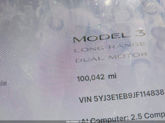 45506966 :رقم المزاد ، 5YJ3E1EB9JF114838 vin ، 2018 Tesla Model 3 Long Range/performance مزاد بيع