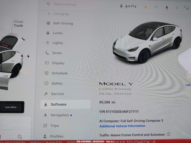 Aukcja sprzedaży 2021 Tesla Model Y Long Range Dual Motor All-wheel Drive, vin: 5YJYGDEE4MF277171, numer aukcji: 45506995