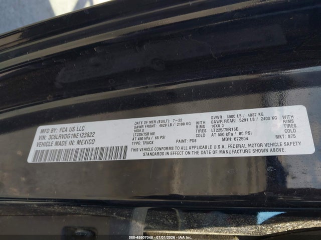 3C6LRVDG1NE123822 RAM Promaster 2500 High Roof 159 Wb