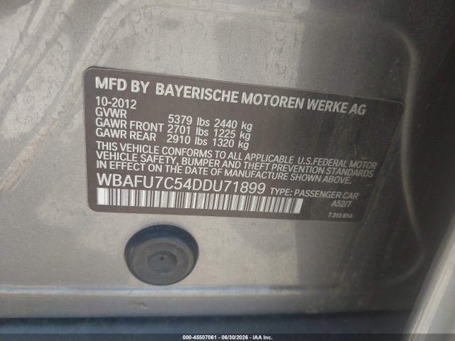 Aukcja sprzedaży 2013 Bmw 535i Xdrive, vin: WBAFU7C54DDU71899, numer aukcji: 45507061