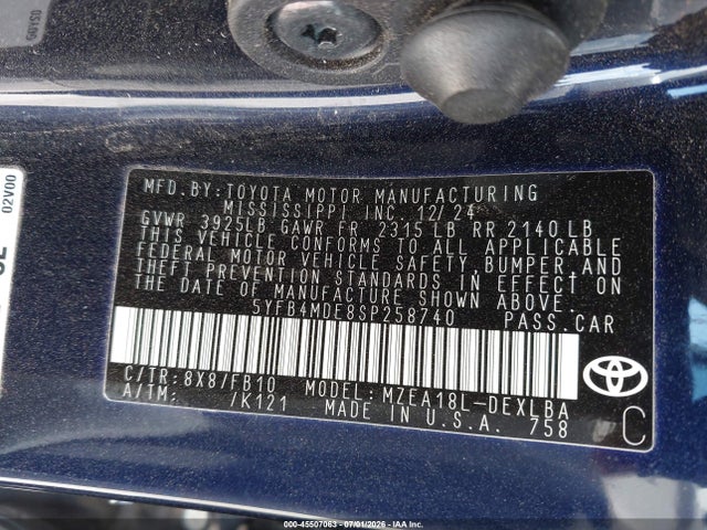 Toyota COROLLA LE 2025 5YFB4MDE8SP258740 Image 9