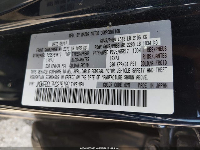 Mazda Cx-5 Touring 2017 JM3KFBCL7H0215189 Image 9