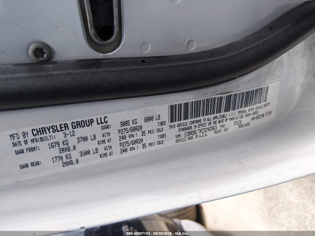 45507103 :رقم المزاد ، 1C6RD6LTXCS246963 vin ، 2012 Ram 1500 Lone Star مزاد بيع