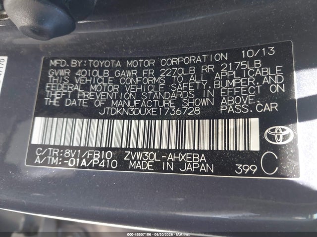 Toyota Prius 2014 JTDKN3DUXE1736728 Image 9