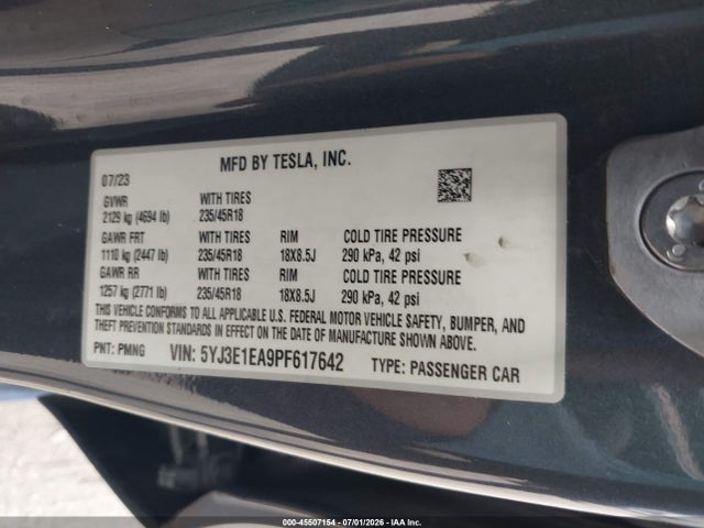 Tesla Model 3 Rear-wheel Drive 2023 5YJ3E1EA9PF617642 Image 9