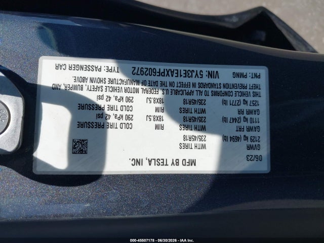 Tesla Model 3 Rear-wheel Drive 2023 5YJ3E1EAXPF602972 Image 9