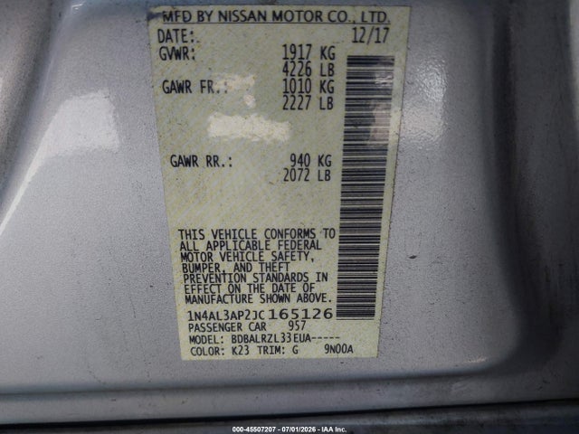 Nissan Altima 2.5 Sl 2018 1N4AL3AP2JC165126 Image 9