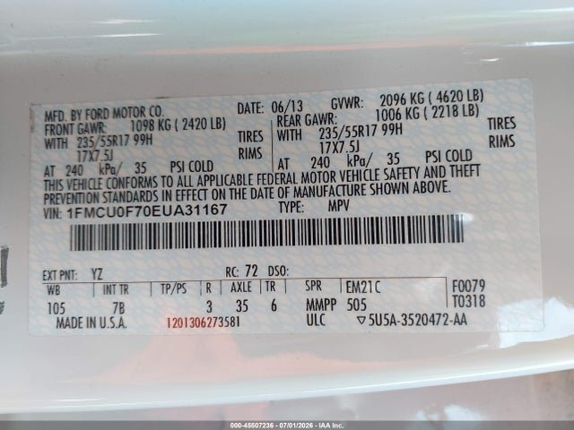 Ford ESCAPE S 2014 1FMCU0F70EUA31167 Image 9