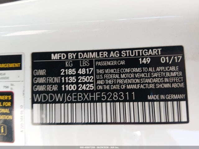 Aukcja sprzedaży 2017 Mercedes-benz Amg C 43 4matic, vin: WDDWJ6EBXHF528311, numer aukcji: 45507259