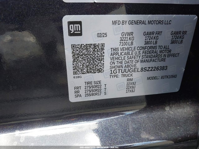 45507272 :رقم المزاد ، 1GTUUGEL8SZ226383 vin ، 2025 Gmc Sierra 1500 4wd  Short Box Denali مزاد بيع