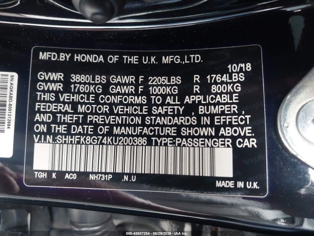 SHHFK8G74KU200386 Honda Civic Type R Touring