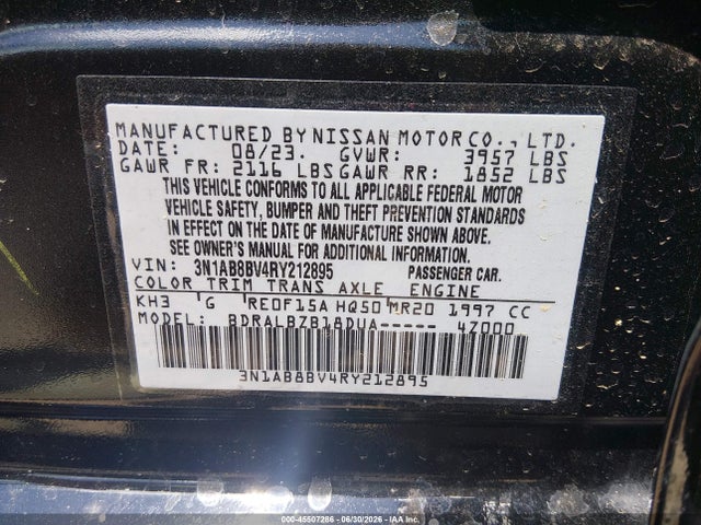 2024 Nissan Sentra S Xtronic Cvt მანქანა იყიდება აუქციონზე, vin: 3N1AB8BV4RY212895, აუქციონის ნომერი: 45507286