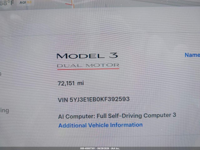 Tesla Model 3 Long Range/performance 2019 5YJ3E1EB0KF392593 Image 7