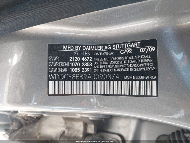 Aukcja sprzedaży 2010 Mercedes-benz C 300 Sport 4matic, vin: WDDGF8BB9AR090374, numer aukcji: 45507304