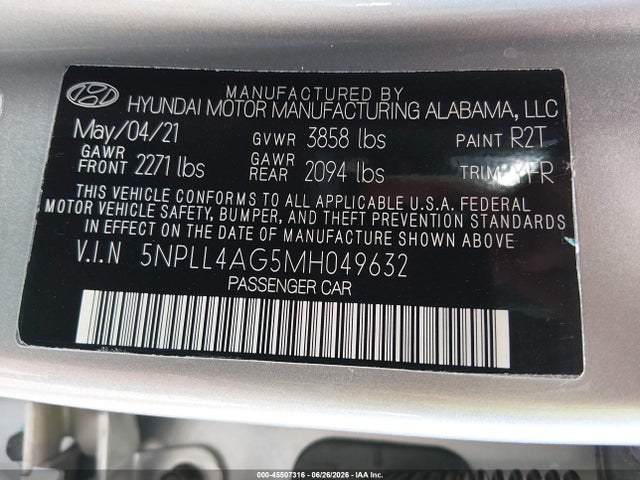 Hyundai ELANTRA SE 2021 5NPLL4AG5MH049632 Image 9