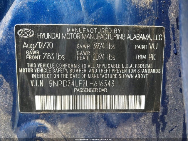 Hyundai ELANTRA SE 2020 5NPD74LF2LH616343 Image 9