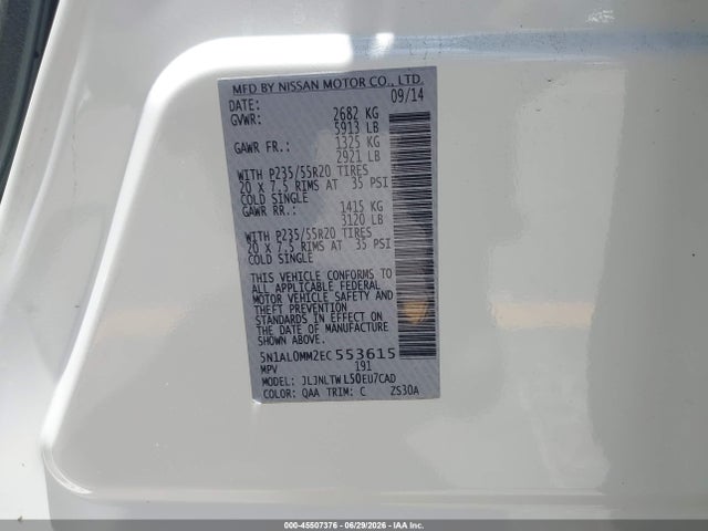 Infiniti QX60 2014 5N1AL0MM2EC553615 Image 9
