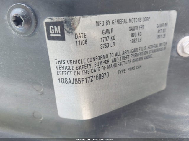 45507394 :رقم المزاد ، 1G8AJ55F17Z168970 vin ، 2007 Saturn Ion 2 مزاد بيع