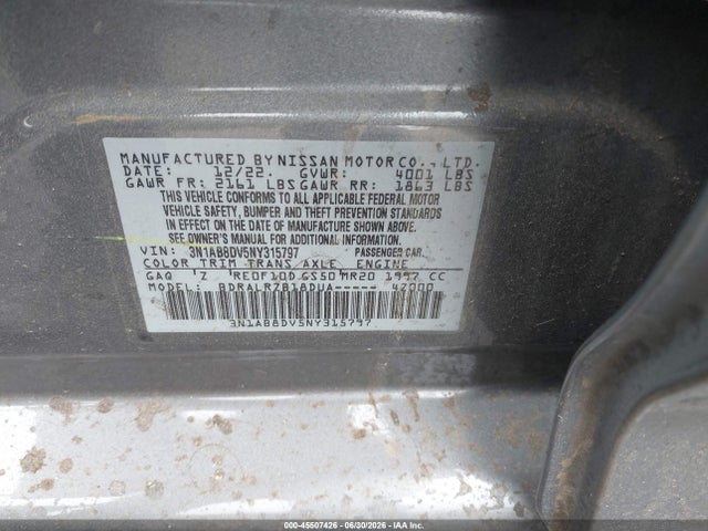 Nissan Sentra Sr Xtronic Cvt 2022 3N1AB8DV5NY315797 Image 9